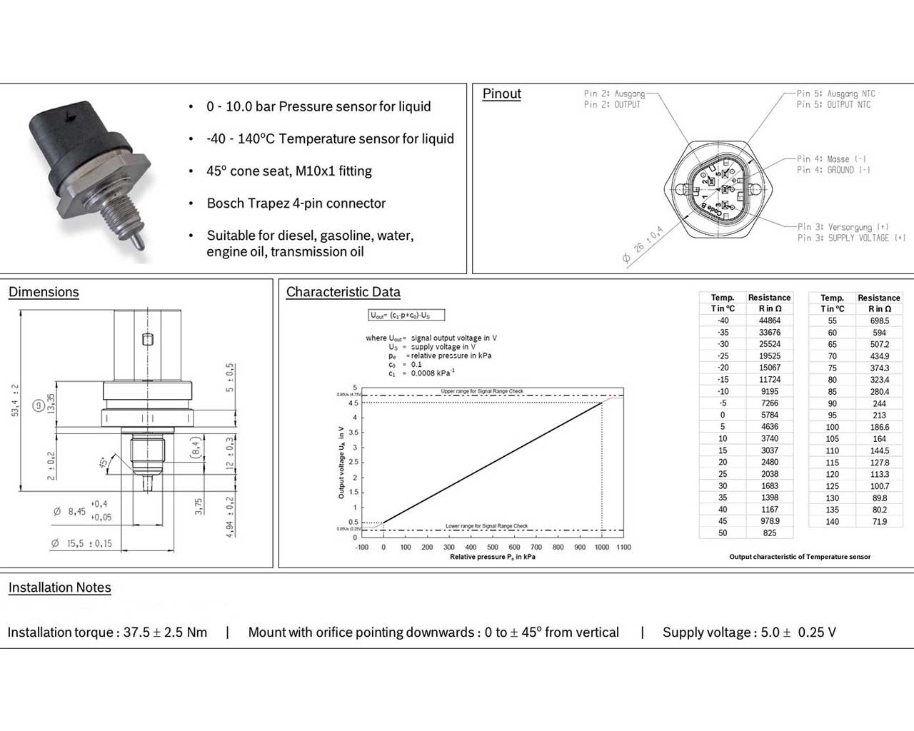 Link Combined Pressure Temp Sensor tech 101 0320 Link Combined Pressure Temp Sensor tech 101 0320